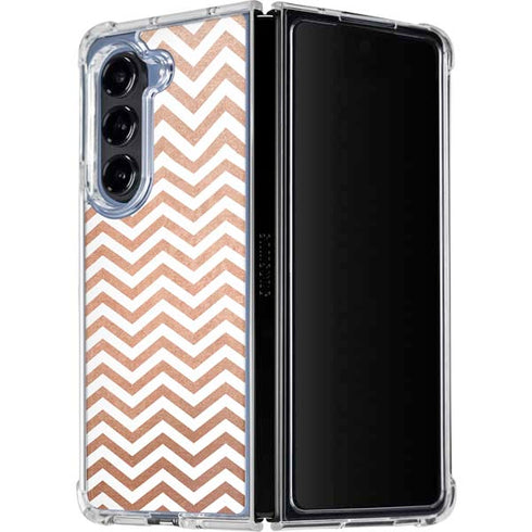 Rose Gold Chevron Galaxy Z Fold5 5G Clear Case