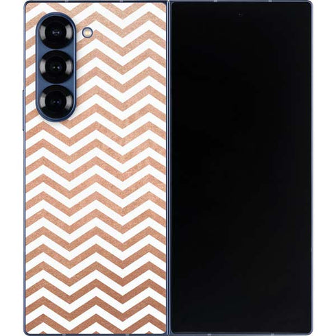 Rose Gold Chevron Galaxy Z Fold6 Skin