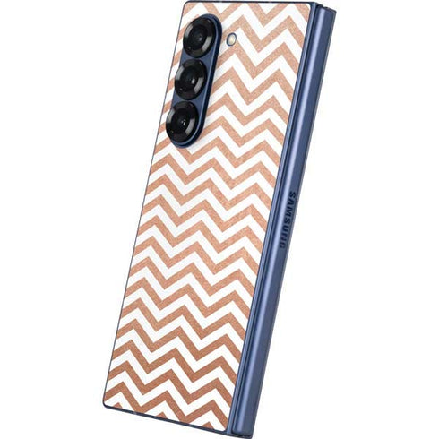 Rose Gold Chevron Galaxy Z Fold6 Skin
