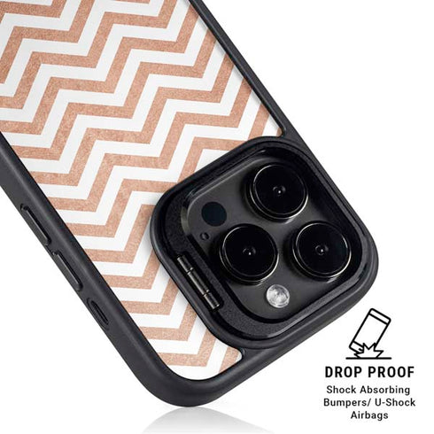 Rose Gold Chevron iPhone 13 Pro Max Kickstand Case