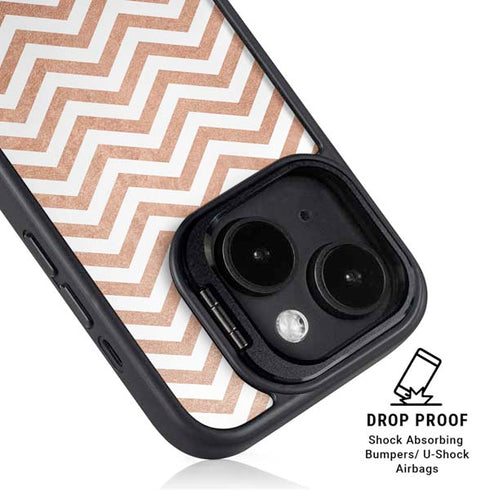 Rose Gold Chevron iPhone 14 Kickstand Case