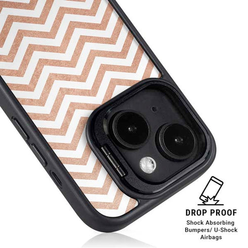 Rose Gold Chevron iPhone 15 Kickstand Case