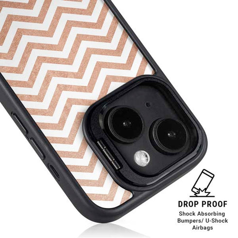 Rose Gold Chevron iPhone 15 Plus Kickstand Case