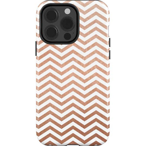 Rose Gold Chevron iPhone 15 Pro Impact Case
