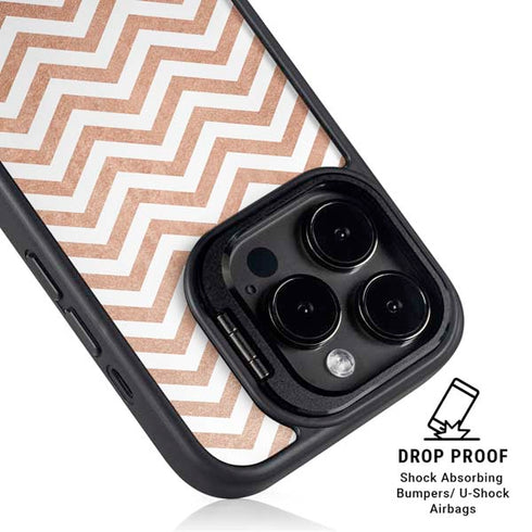 Rose Gold Chevron iPhone 15 Pro Max Kickstand Case