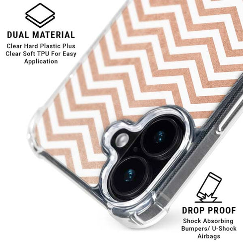Rose Gold Chevron iPhone 16 Plus Clear Case
