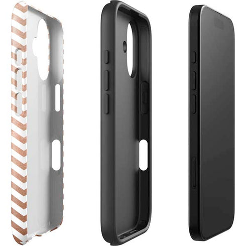 Rose Gold Chevron iPhone 16 Plus Impact Case