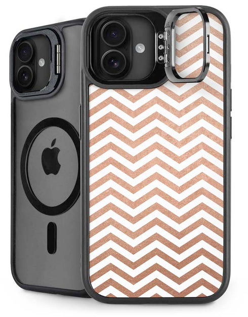 Rose Gold Chevron iPhone 16 Plus Kickstand Case