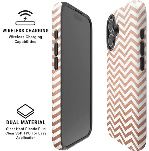 Rose Gold Chevron iPhone 16 Plus Magsafe Impact Case
