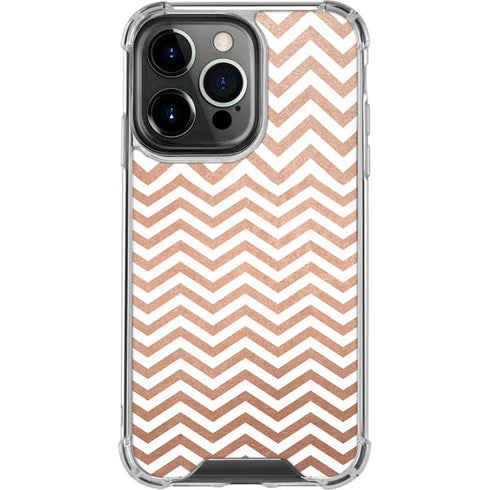 Rose Gold Chevron iPhone 16 Pro Clear Case