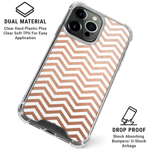 Rose Gold Chevron iPhone 16 Pro Clear Case