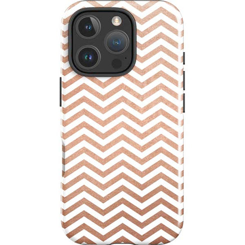 Rose Gold Chevron iPhone 16 Pro Impact Case