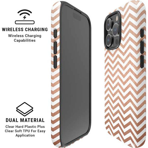 Rose Gold Chevron iPhone 16 Pro Max Magsafe Impact Case