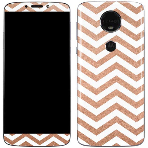 Rose Gold Chevron Moto E5 Plus Skin