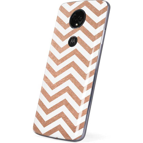 Rose Gold Chevron Moto E5 Plus Skin
