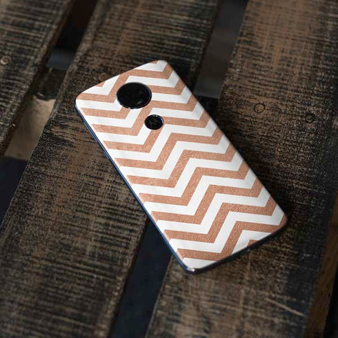 Rose Gold Chevron Moto E5 Plus Skin