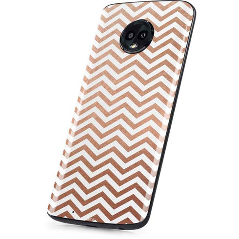 Rose Gold Chevron Moto G6 Skin