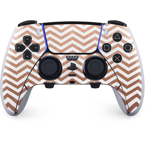 Rose Gold Chevron PS5 DualSense Edge Pro Controller Skin