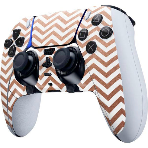 Rose Gold Chevron PS5 DualSense Edge Pro Controller Skin