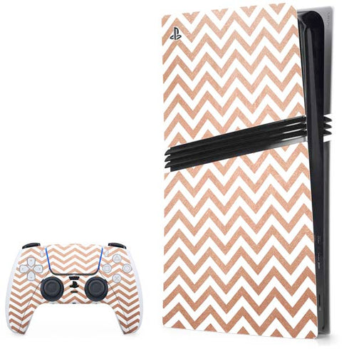 Rose Gold Chevron PlayStation PS5 Skins
