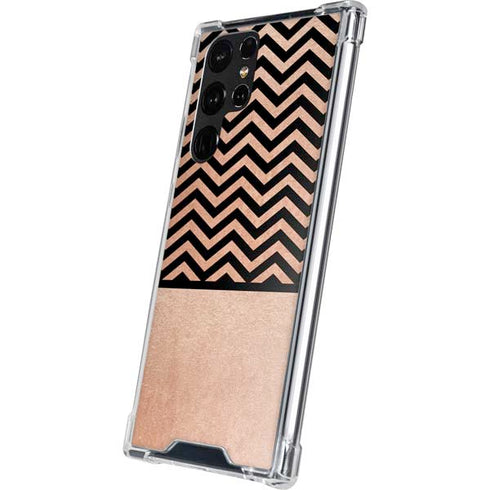 Rose Gold Chevron Split Galaxy S23 Ultra Clear Case