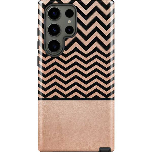 Rose Gold Chevron Split Galaxy S23 Ultra Pro Case