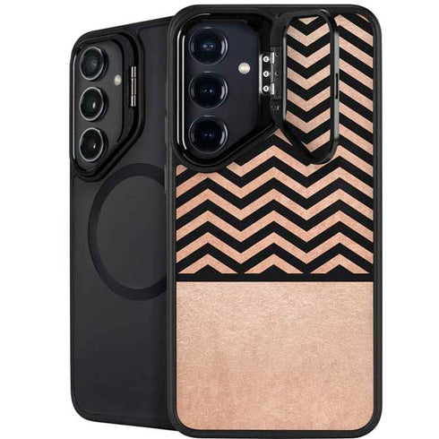Rose Gold Chevron Split Galaxy S25 Kickstand Case