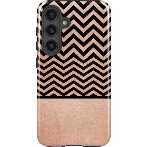 Rose Gold Chevron Split Galaxy S25 Plus Impact Case