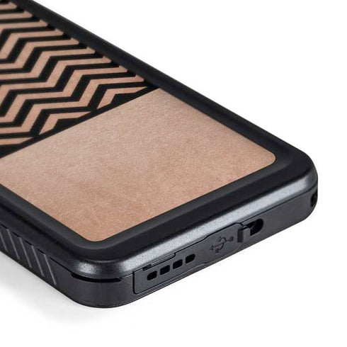 Rose Gold Chevron Split Galaxy S24 Plus Waterproof Case