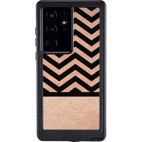 Rose Gold Chevron Split Galaxy S24 Ultra Waterproof Case