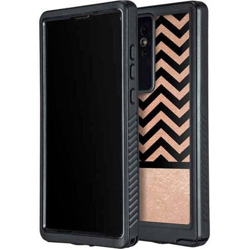 Rose Gold Chevron Split Galaxy S24 Ultra Waterproof Case