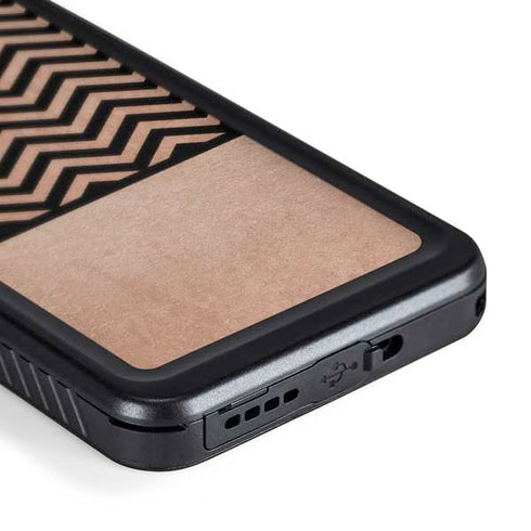 Rose Gold Chevron Split Galaxy S24 Waterproof Case