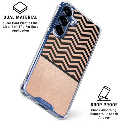 Rose Gold Chevron Split Galaxy S25 Plus Clear Case