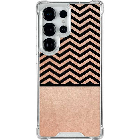 Rose Gold Chevron Split Galaxy S25 Ultra Clear Case