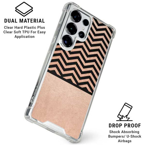 Rose Gold Chevron Split Galaxy S25 Ultra Clear Case