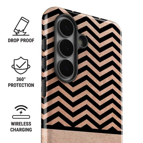 Rose Gold Chevron Split Galaxy S26 Plus Impact Case
