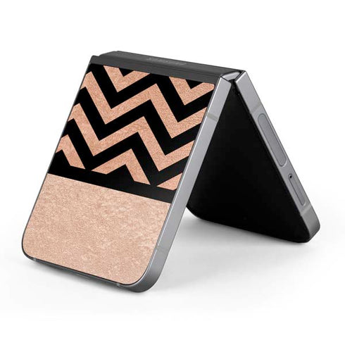 Rose Gold Chevron Split Galaxy Z Flip6 Skin