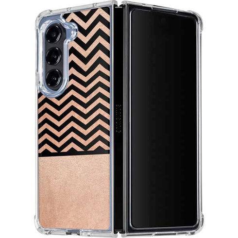 Rose Gold Chevron Split Galaxy Z Fold5 5G Clear Case