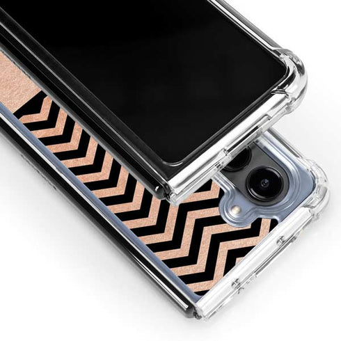 Rose Gold Chevron Split Galaxy Z Fold5 5G Clear Case