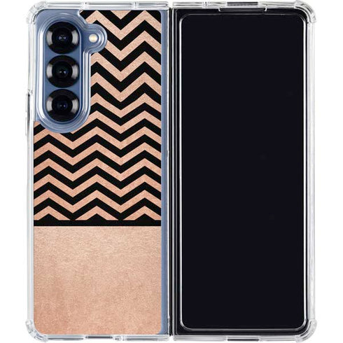 Rose Gold Chevron Split Galaxy Z Fold6 Clear Case