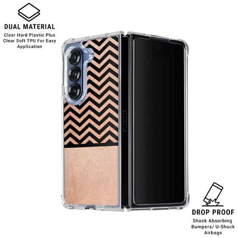 Rose Gold Chevron Split Galaxy Z Fold6 Clear Case