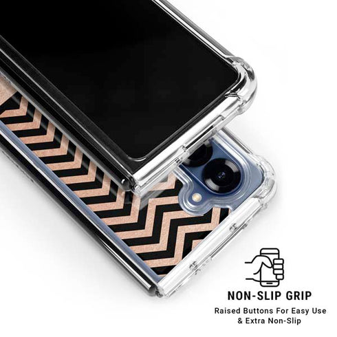 Rose Gold Chevron Split Galaxy Z Fold6 Clear Case