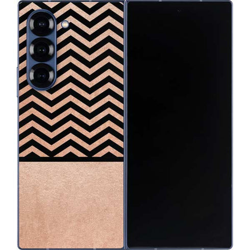 Rose Gold Chevron Split Galaxy Z Fold6 Skin