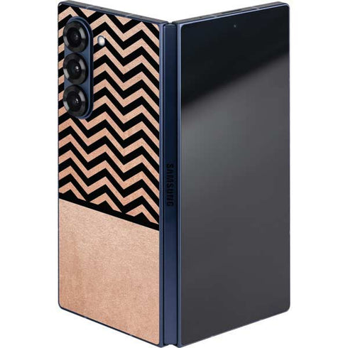 Rose Gold Chevron Split Galaxy Z Fold6 Skin