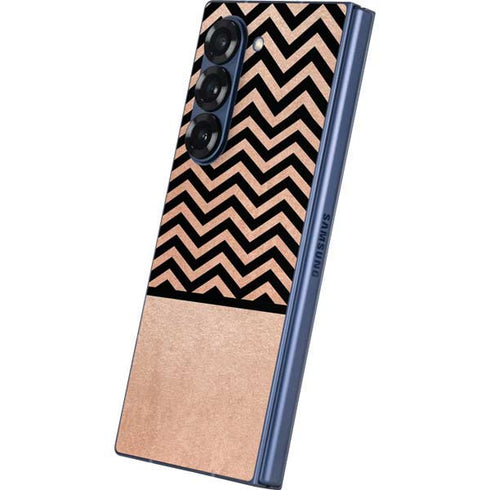Rose Gold Chevron Split Galaxy Z Fold6 Skin