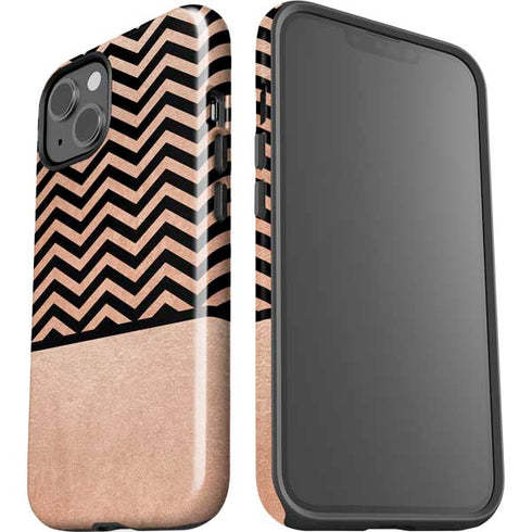 Rose Gold Chevron Split iPhone 15 Impact Case
