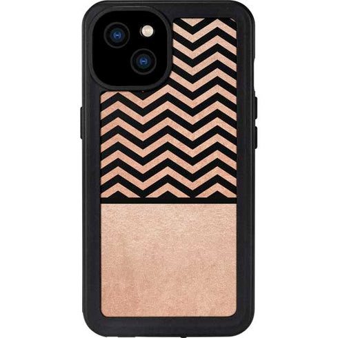 Rose Gold Chevron Split iPhone 15 Plus Waterproof Case
