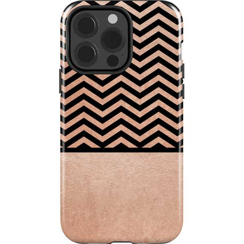 Rose Gold Chevron Split iPhone 15 Pro Impact Case