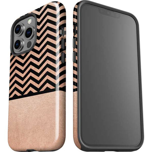 Rose Gold Chevron Split iPhone 15 Pro Impact Case
