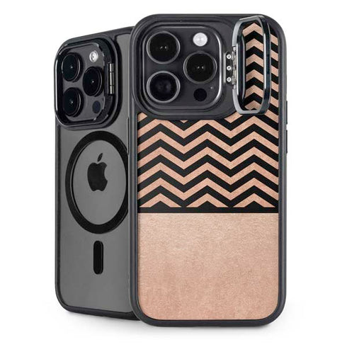 Rose Gold Chevron Split iPhone 15 Pro Max Kickstand Case